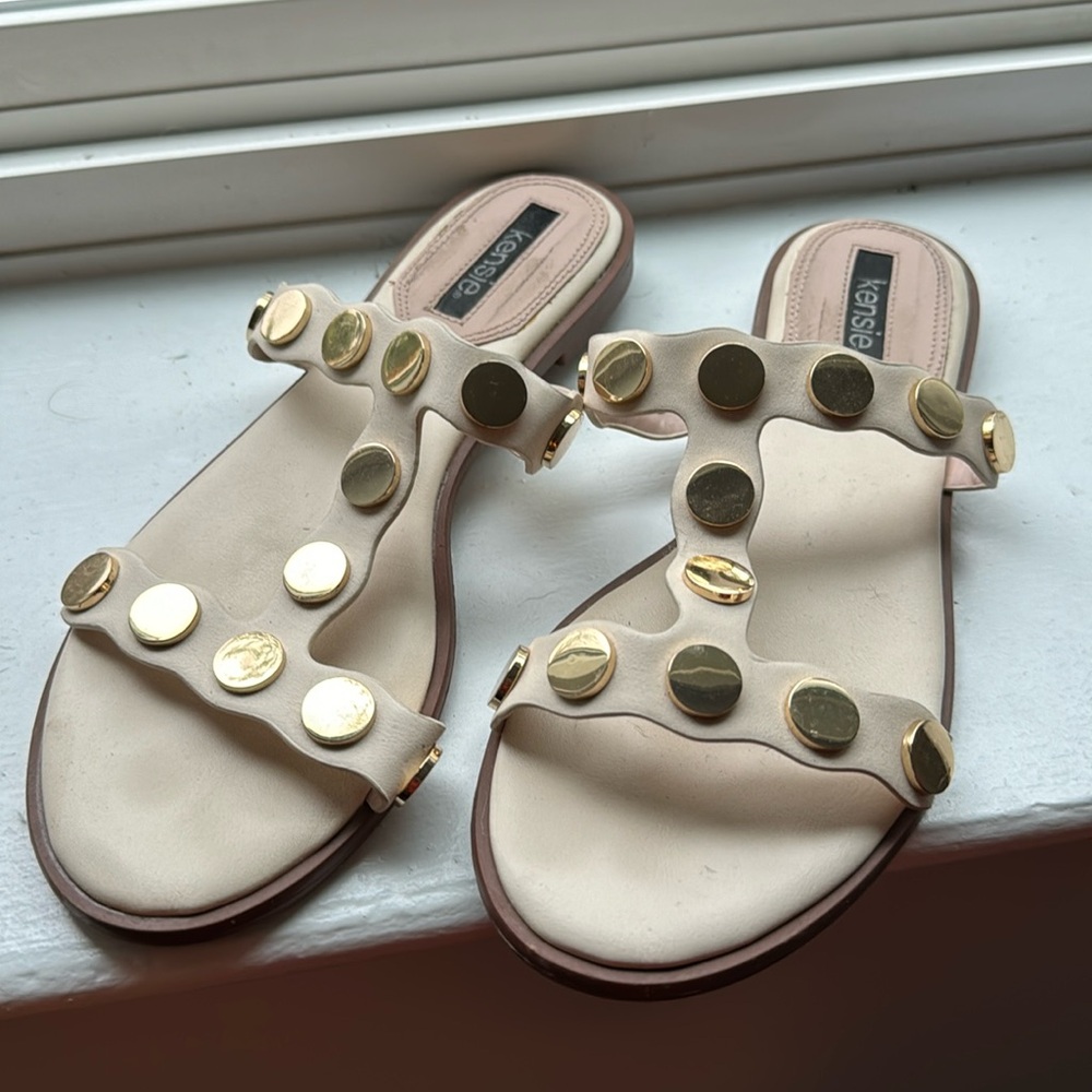 Cream and golden sandals